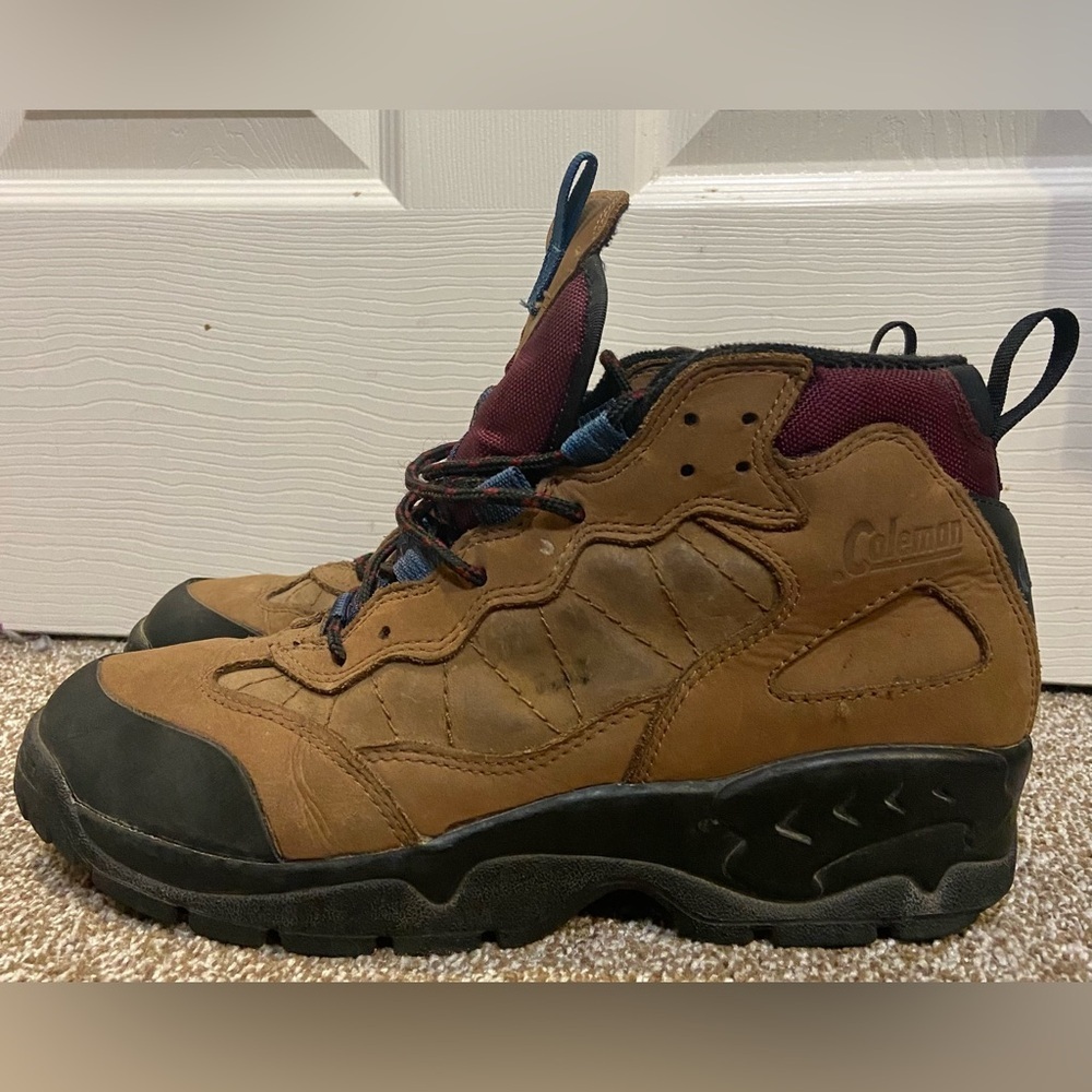 COLEMAN TUCSON BROWN LEATHER ANKLE HIKING MENS SZ 9 BOOTS